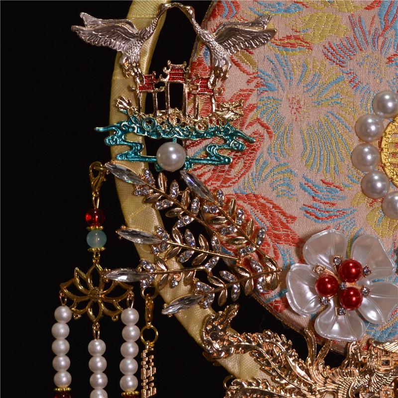 金色手工复喜禾扇子扇diy中式秀结婚材料婚婚礼扇古风新娘包团扇