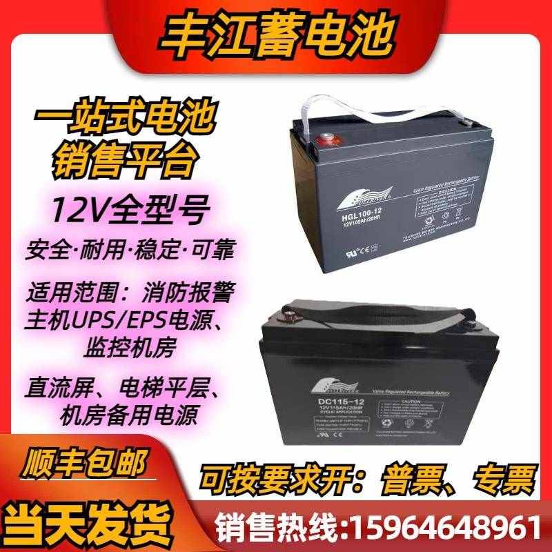 丰江蓄电池DC115-12/HGL/12V4A7A10A12A18A24A38A40A55A65AH100AH