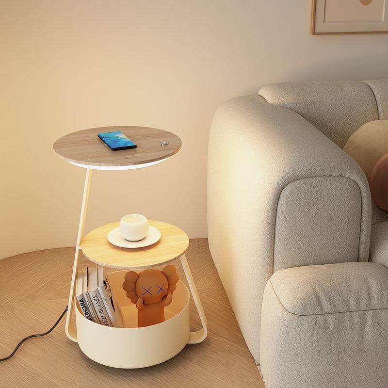 奶油风卧室床头柜台灯一客沙526发边充几落地灯无体线厅电氛围立