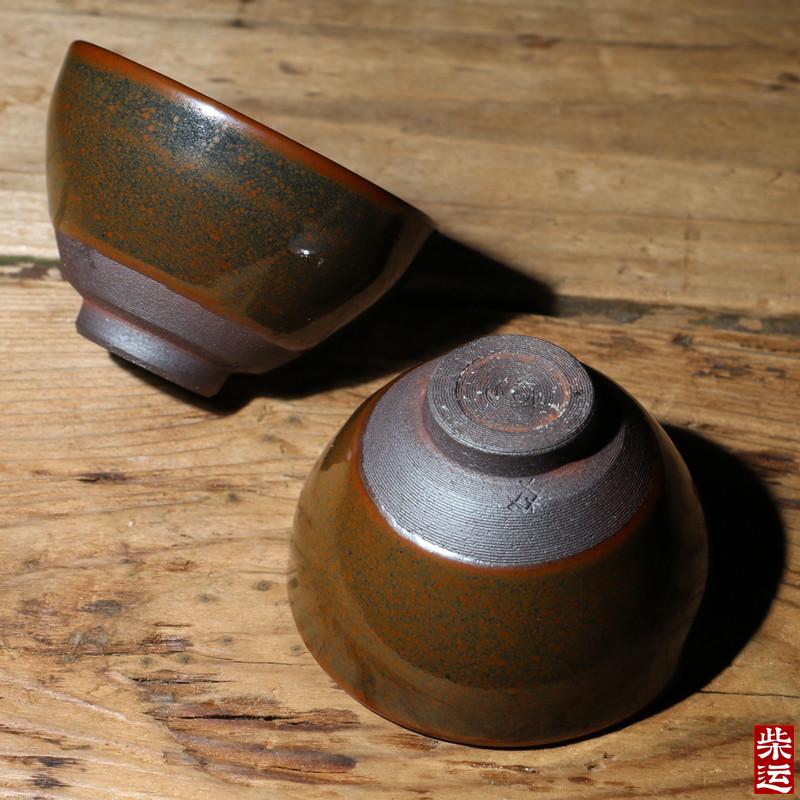 龙窑柴烧一口杯建盏 品茗杯建阳原矿釉高温建窑灰被铁盏门功夫茶