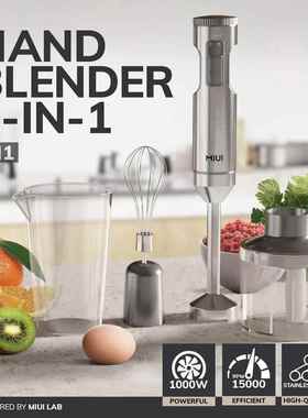 Hand Immersion Blender 1000W Powerful 4-in-1,Stainless Steel