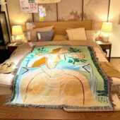 沙发午睡布系沙发北欧背景盖布风挂毯单人毯毯沙发巾棉线治愈ins