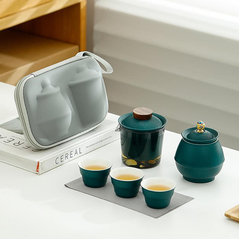 节节高快客杯便携茶具户外手抓旅行茶具一壶三杯伴手礼企业定LOGO