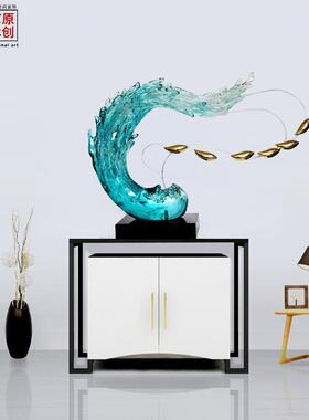 透明树脂风浪花游鱼创意雕塑房地产大售部酒hy-220店堂楼玄关生水