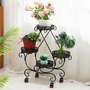 花架子铁艺多层绿萝吊兰绿植阳台客厅室内落地式带轮可移动花盆架