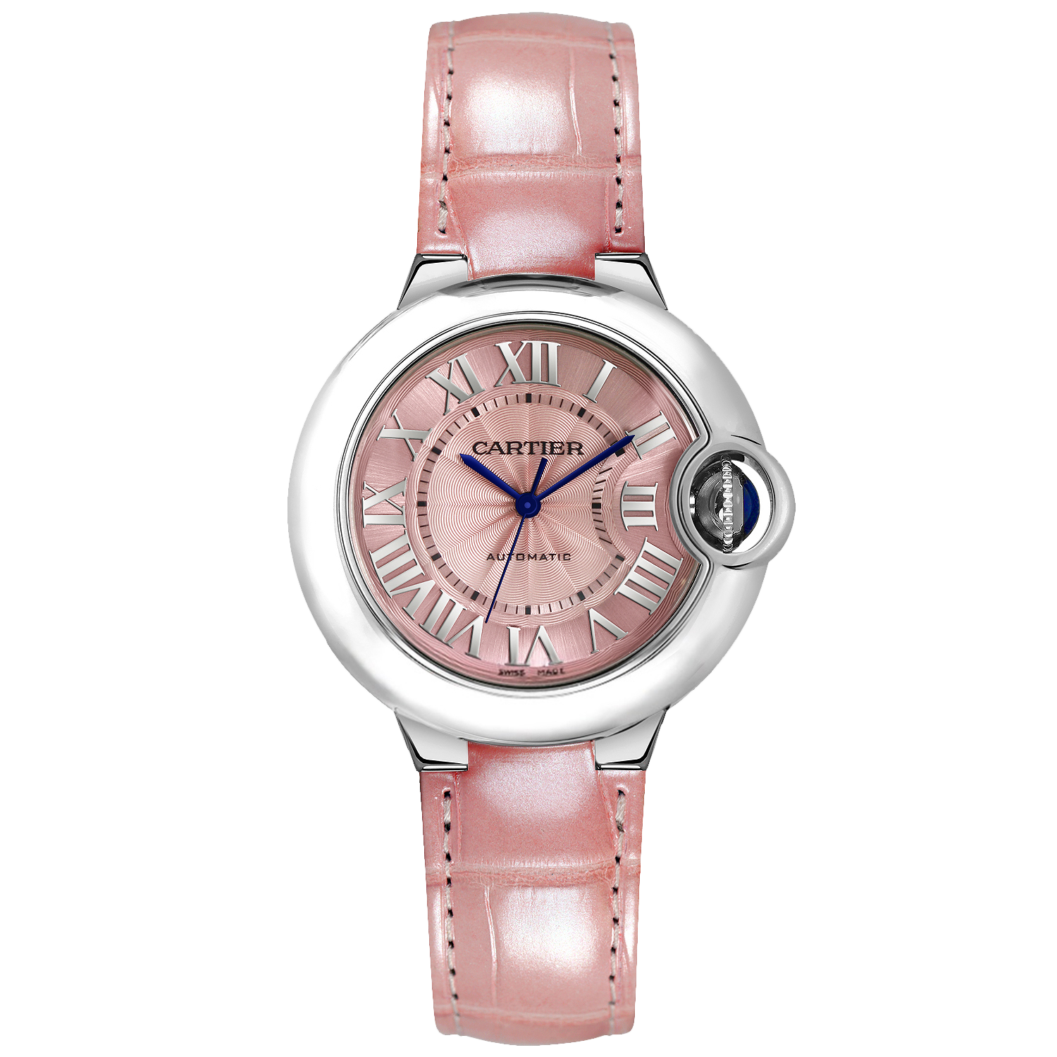 盒证[9.8新]卡地亚蓝气球系列精钢自动机械手表女WSBB0031