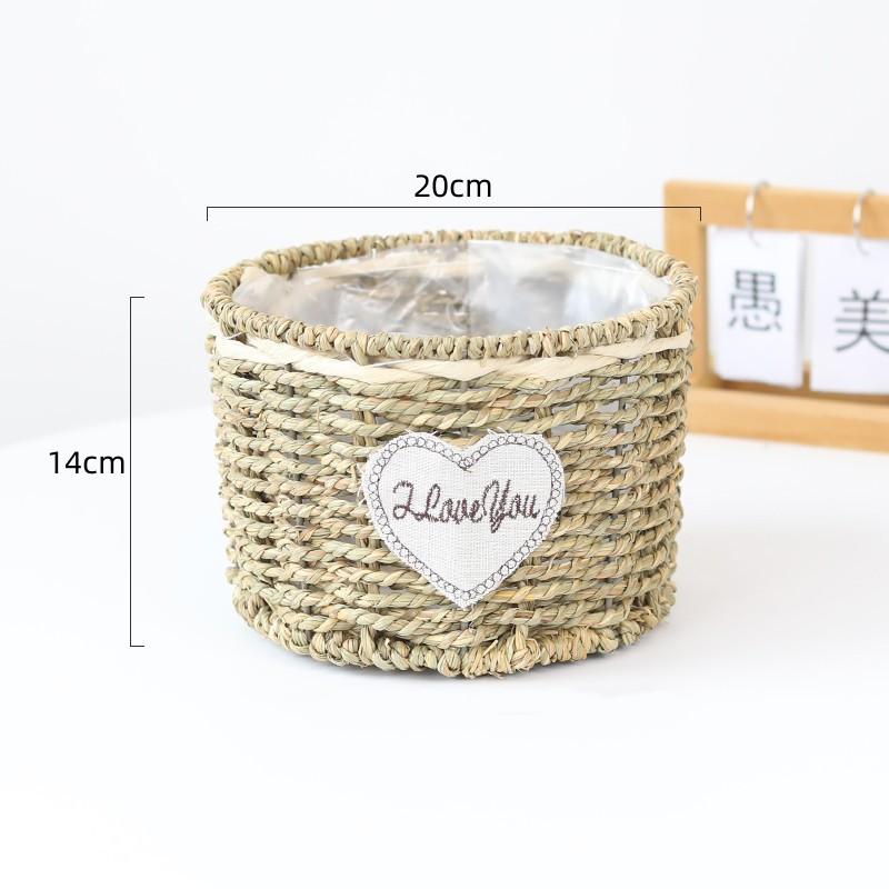 伴手礼跨境田园草编花篮花篮花瓶