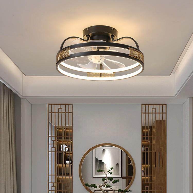 吸顶风扇灯2026新款卧室灯新中式餐厅摇头隐形家用电扇吊扇灯一体