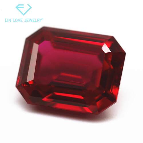 长方形倒角车平培育红宝石 祖母绿形实验室培植再生长Ruby鸽血红