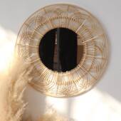 东南亚风藤编装 饰镜客厅草编圆镜手工编织创意墙面壁挂民宿玄关镜