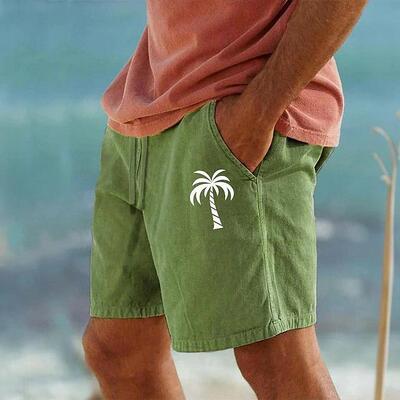 Men's cotton shorts, shorts, beach shorts, drawstring,
