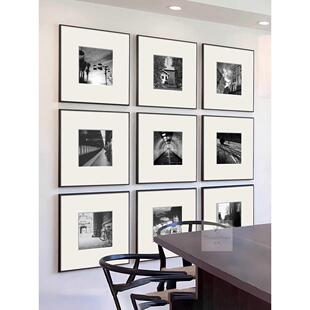 黑白风景摄影照片组合装饰画小众艺术高级感餐厅挂画怀旧覆古壁画