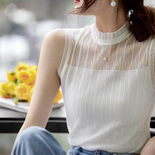 White lace camisole for summer, knit camisole for suit,