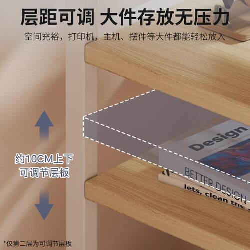 电脑桌旁置物架落地多层铁艺小推车收纳架可移动办公室文件整理柜