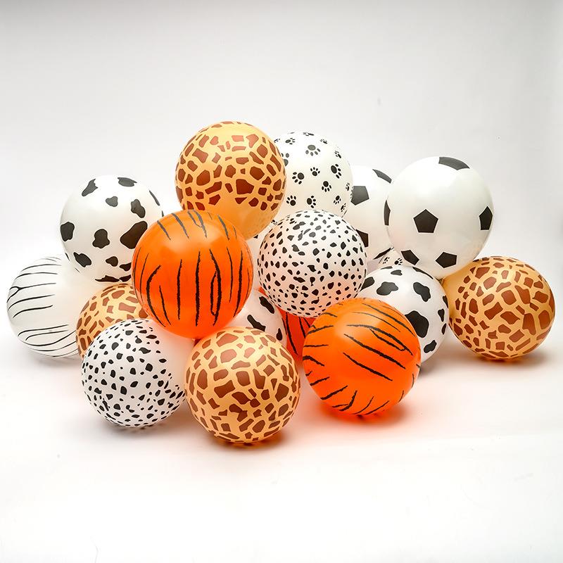 新款直销丛林动物条纹气球12寸豹纹奶牛斑点派对气球印花卡通动物