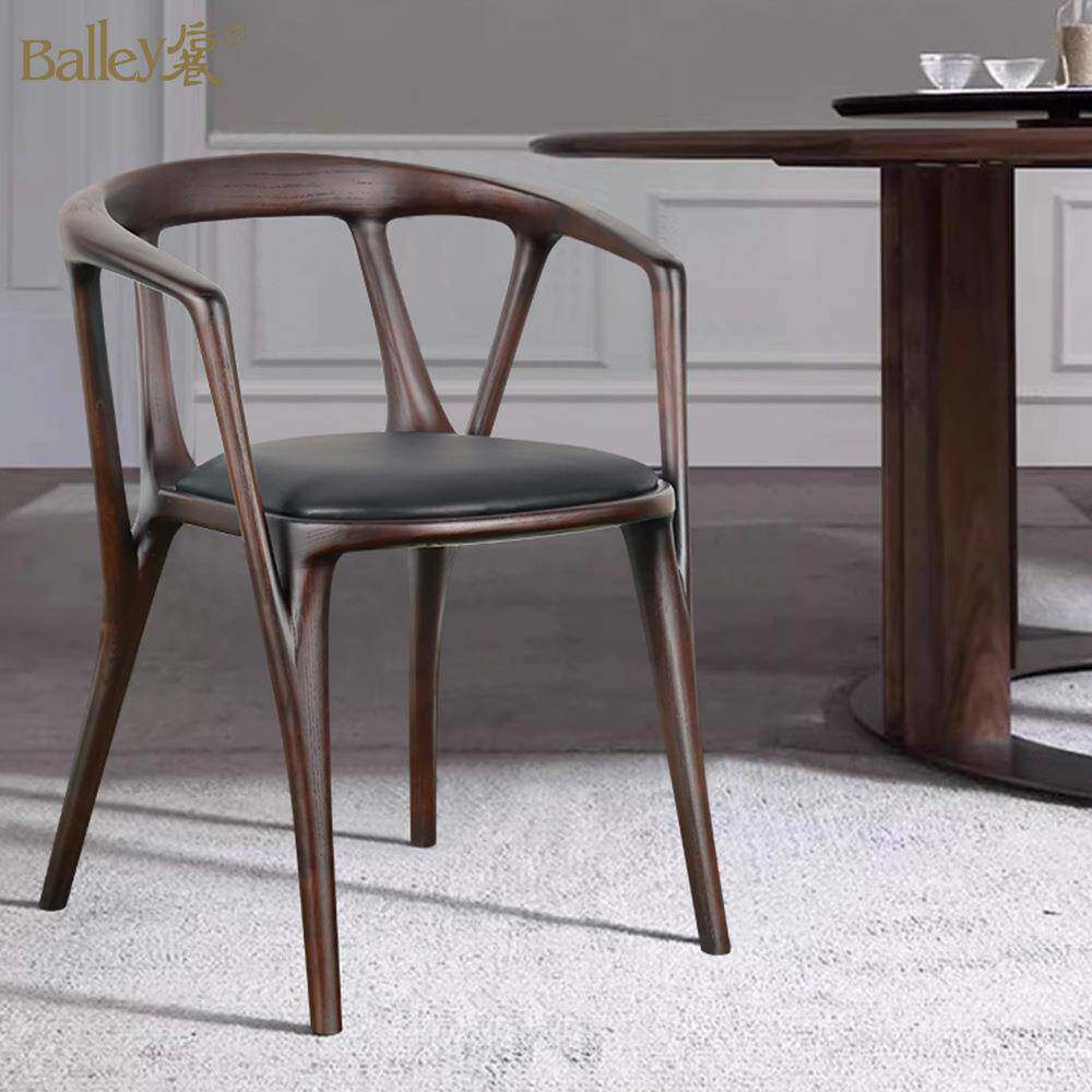 新中式现代简约实木皮质布艺餐厅商用家用餐椅子餐椅椅子椅靠背椅