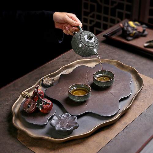 陶瓷茶盘商务办公干泡储水式小型功夫茶台茶具托盘排水沥水盘茶海