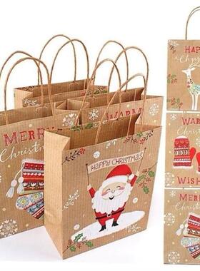 12pcs Christmas Gift Bags Santa Sacks Kraft Paper Bag Kids