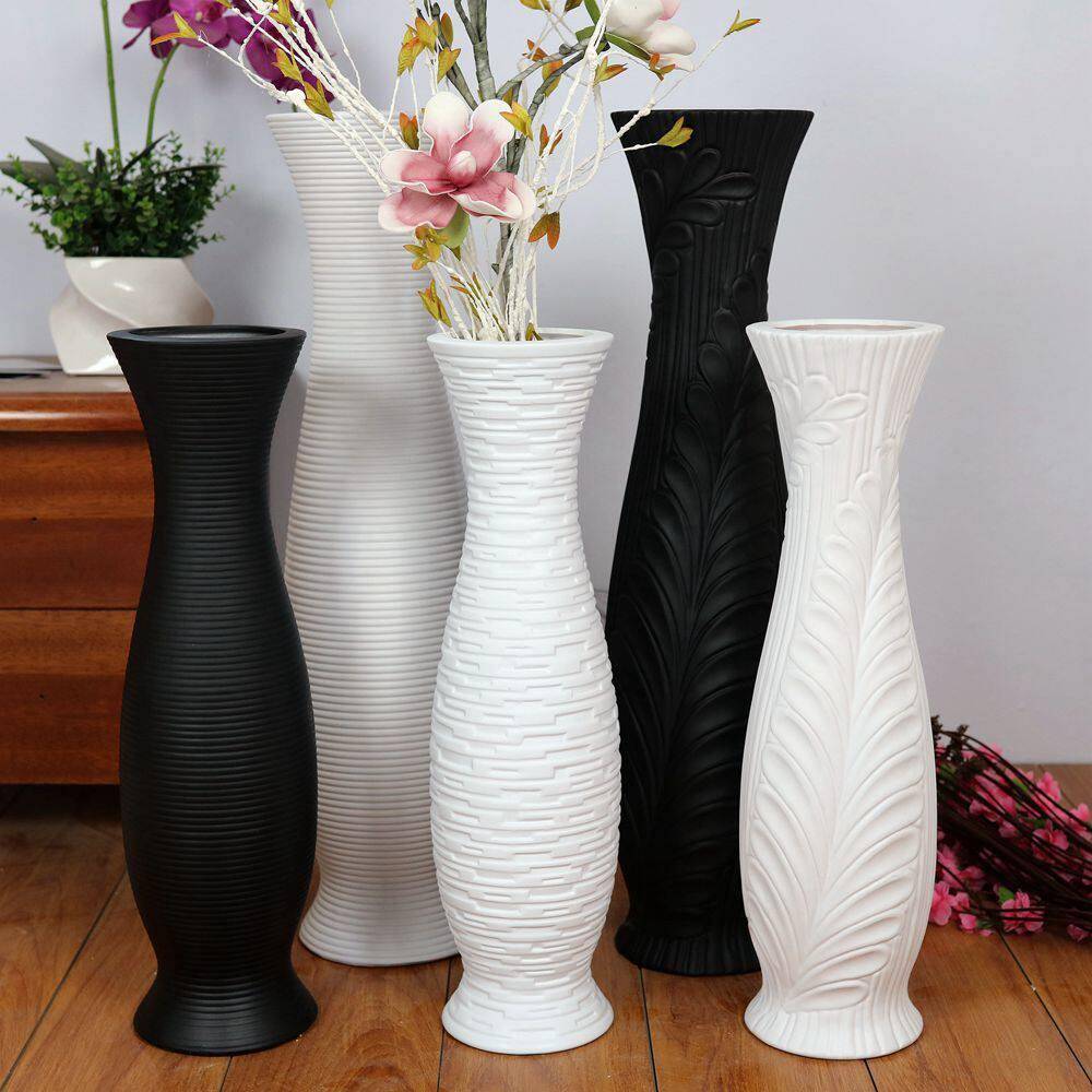 陶瓷欧式简约现代白黑色插花家居设计客厅装饰品摆件花器干花花瓶