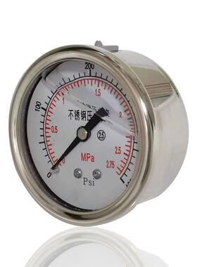 供全钢充油耐振压力表不锈钢轴向注油横装YNBF60Z 400PSI 2.75MPA