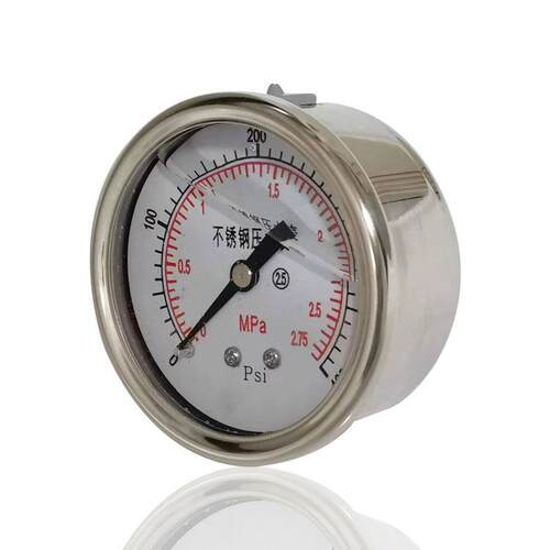 供全钢充油耐振压力表不锈钢轴向注油横装YNBF60Z 400PSI 2.75MPA