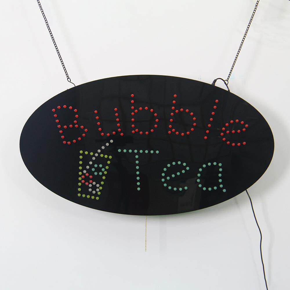 奶茶店跑马发光字灯牌室内椭圆亚克力灯箱LED Bubble Tea SIGN
