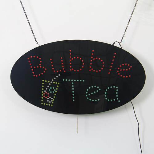 奶茶店跑马发光字灯牌室内椭圆亚克力灯箱LED Bubble Tea SIGN
