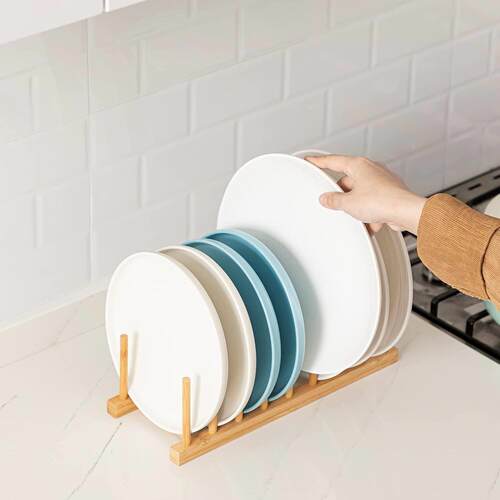 Bamboo Dish Plate Bowl Cup Book Pot Lid Cutting Board Holder