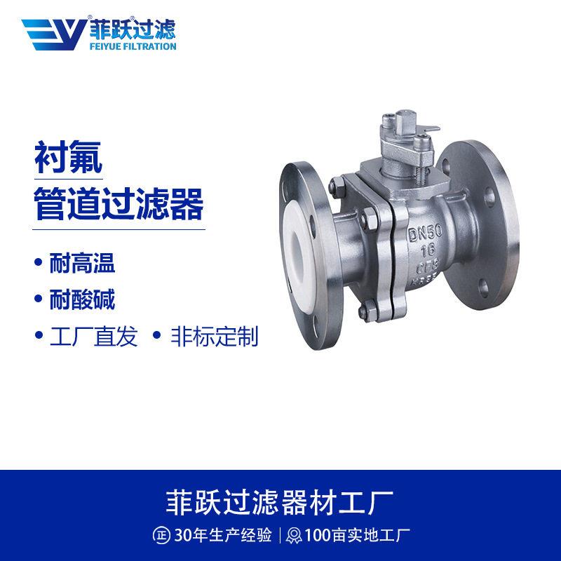 菲跃管道耐腐蚀过滤器化工衬氟耐温酸腐蚀管路工业过滤器非标