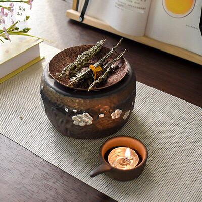 喜棠【问物】覆古粗陶煮茶炉家用铜烤茶提香器咖啡烘焙香氛熏香炉