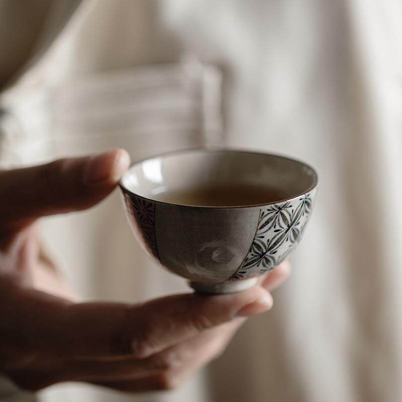 梵汝手绘釉下彩释寂主人盖碗茶杯陶瓷青花茶具喝茶品茗杯闻香茶杯