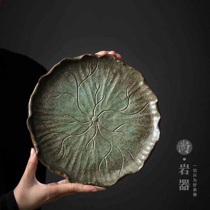 覆古陶瓷茶盘家用简易茶桌功夫茶具干泡盘创意手工茶盘干泡盘