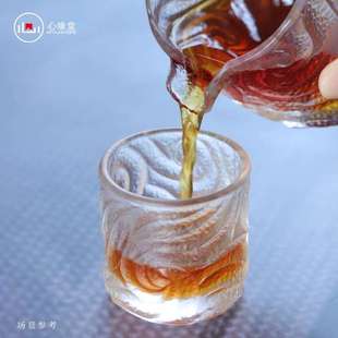 心缘堂琉璃茶器＜行云流水＞琉璃主人杯直筒透明色茶杯 小白茶具