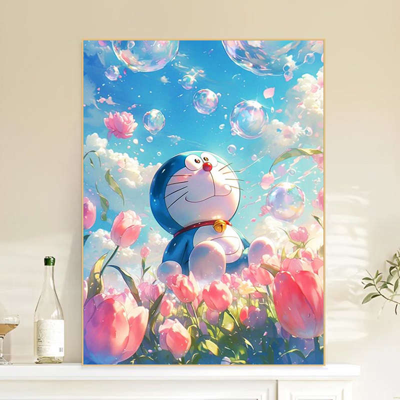 钻石画2025新款郁金香风景卡通蓝胖子5d手工点贴钻十字绣卧室满钻