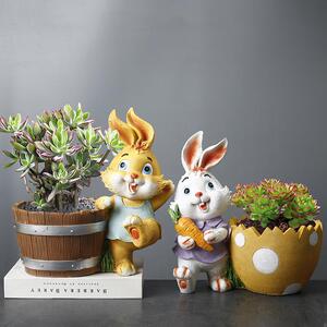 供应跨境新品亚马逊树脂卡通动物多肉花盆创意家居园艺花器摆件