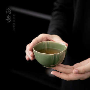 越窑青瓷茶杯品茗杯功夫茶具单杯喝茶杯子主人杯创意四方杯代发