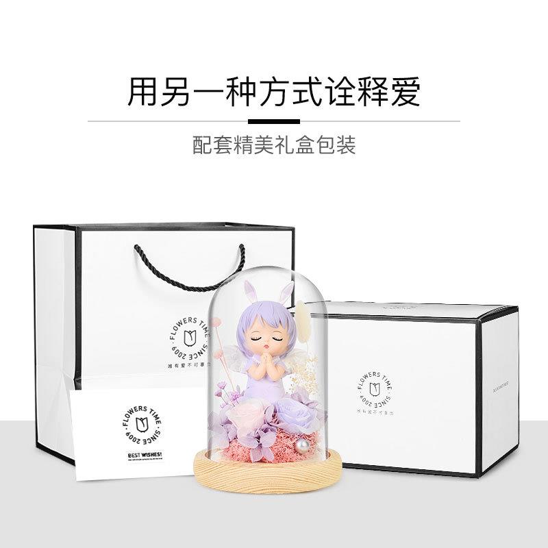 新款直销新年永生花玻璃罩成品玫瑰安妮宝贝居家摆件送女友生日礼