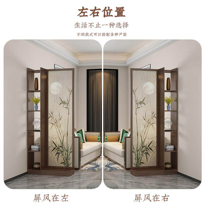 入正对门屏风玄关客户厅隔柜遮挡间门实木双面竹影明月新中进式沙