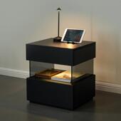 意式 极简悬浮床头柜北欧风床边柜简约现代卧室床头储物收纳柜边几