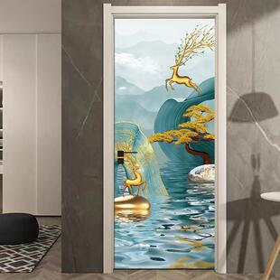 定制门贴纸木门翻新自粘中式新年福字加厚卧室入户门装饰遮丑贴膜