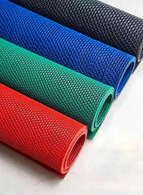 灰色s型防滑地垫通用型网格疏水垫户外pvc镂空防水塑料地毯批发