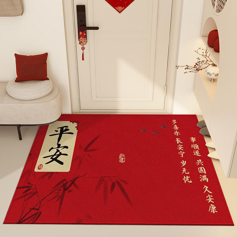中式入户门地垫新款大红色新居福字别墅高端进门脚垫门口地毯门垫