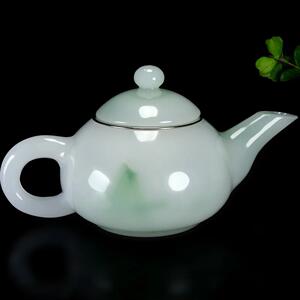 手工翠绿琉璃功夫茶壶 单壶装养生泡茶茶具 冰裂釉羊脂玉瓷茶壶