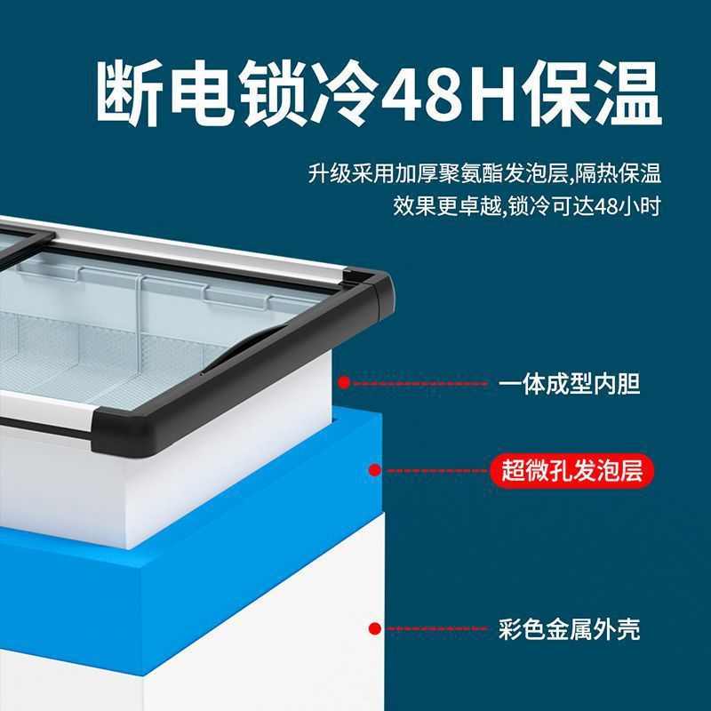冷冻展示柜平面冷藏展示柜冰柜卧式冷柜展示柜保鲜柜商店超市栀瀛