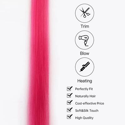 Synthetic 5Pcs Colored Hair Extensions Clip in Colorful
