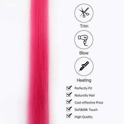 Synthetic 5Pcs Colored Hair Extensions Clip in Colorful