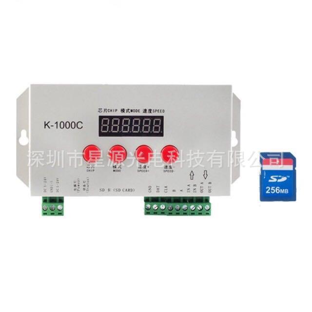 K-1000C全彩控制器led灯带模组跑马可编程控制器SD卡控制器