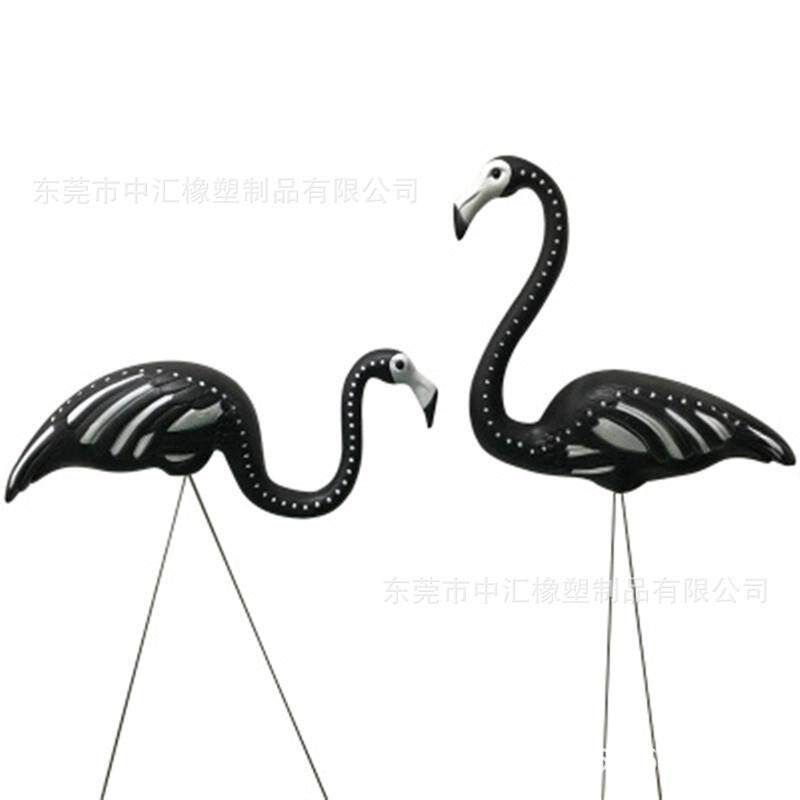 仿真黑色骷颅火烈鸟 仿真骨架塑料假鸟插饰 庭院园艺动物装饰直销