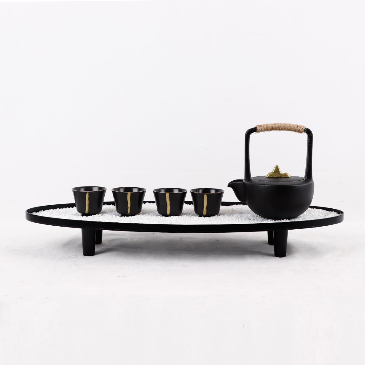 新中式摆件样板房茶室售楼处茶几套装饰品现代设计师陶瓷茶具摆设