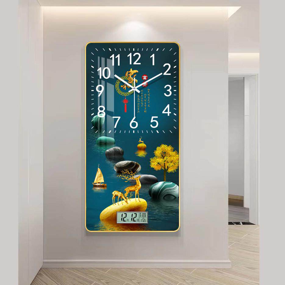 电子日历农历显示器钟表挂钟客厅大尺寸带温度的高端大厅时钟